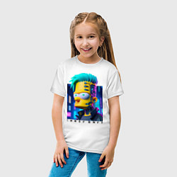 Футболка хлопковая детская Кибер Барт - нейросеть фантазия, цвет: белый — фото 2