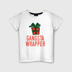 Футболка хлопковая детская Gangsta wrapper, цвет: белый