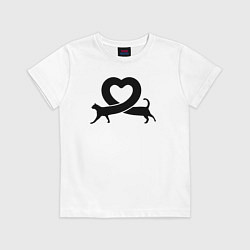 Футболка хлопковая детская Love cat, цвет: белый