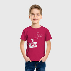 Футболка хлопковая детская Cassette music, цвет: маджента — фото 2