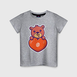 Футболка хлопковая детская Медовый мишка с сердцем, цвет: меланж