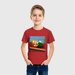 Футболка хлопковая детская Жёлтый луиджи 64 спит арт, цвет: красный — фото 2