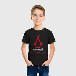 Футболка хлопковая детская Assassins creed shadows logo, цвет: черный — фото 2