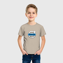 Футболка хлопковая детская Volvo logo, цвет: миндальный — фото 2
