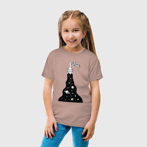 Детская футболка Художник космонавт / Пыльно-розовый – фото 4