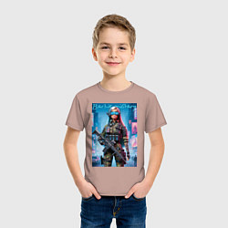 Футболка хлопковая детская Barbie military - special forces, цвет: пыльно-розовый — фото 2