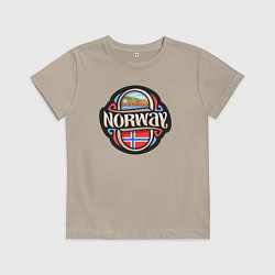 Футболка хлопковая детская Норвегия, цвет: миндальный