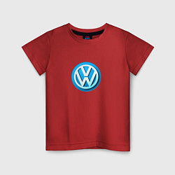 Футболка хлопковая детская Volkswagen logo blue, цвет: красный