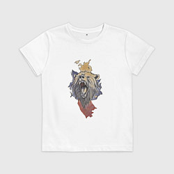 Футболка хлопковая детская Бурый, цвет: белый