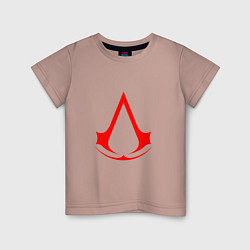 Футболка хлопковая детская Red logo of assassins, цвет: пыльно-розовый