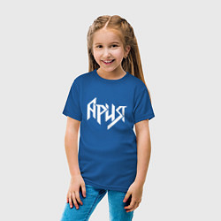 Футболка хлопковая детская Ария - белый логотип рок группы, цвет: синий — фото 2