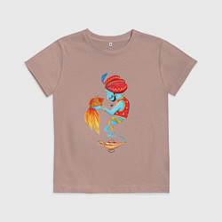 Футболка хлопковая детская Джинн и золотая рыбка, цвет: пыльно-розовый