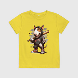 Футболка хлопковая детская Bully with a baseball bat - ai art fantasy, цвет: желтый