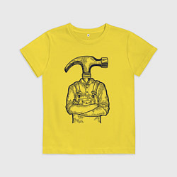 Футболка хлопковая детская Человек молоток, цвет: желтый