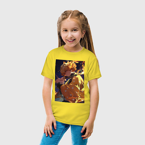 Детская футболка Клинок, рассекающий демонов Дзэнъицу Агацума охотн / Желтый – фото 4