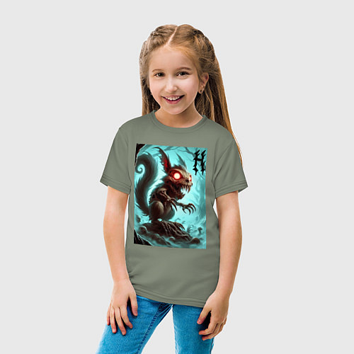 Детская футболка Жуткая белка - хэллоуин / Авокадо – фото 4