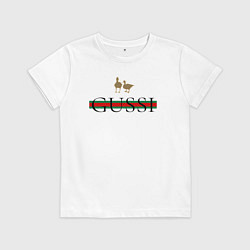 Футболка хлопковая детская Гусси - полосы, цвет: белый