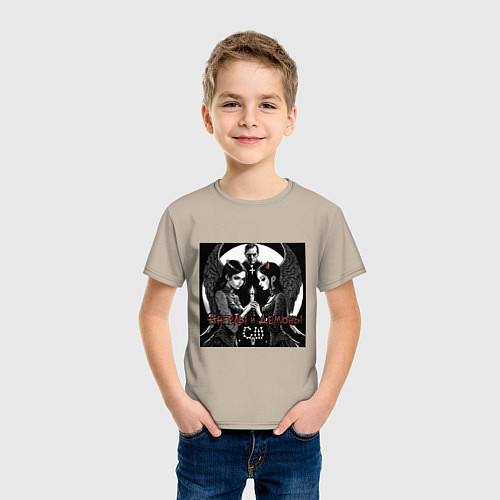 Детская футболка Ангелы и демоны - Скелеты в шкафу / Миндальный – фото 3
