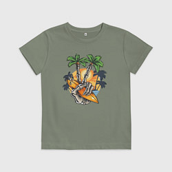 Футболка хлопковая детская Победа в сёрфинге, цвет: авокадо