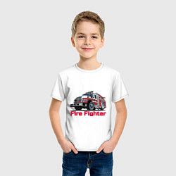 Футболка хлопковая детская Fire fighter, цвет: белый — фото 2