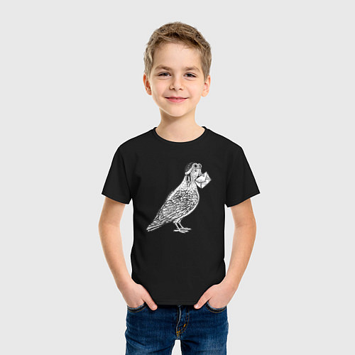 Детская футболка Голубь почтарь / Черный – фото 3