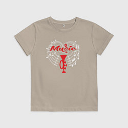 Футболка хлопковая детская Music jazz style, цвет: миндальный