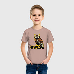 Футболка хлопковая детская Owls, цвет: пыльно-розовый — фото 2