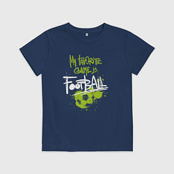 Футболка хлопковая детская Футбол - моя любимая игра, цвет: тёмно-синий
