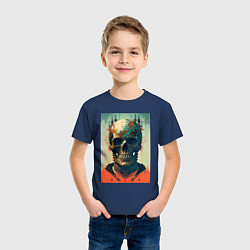 Футболка хлопковая детская Ai art skull - fantasy, цвет: тёмно-синий — фото 2