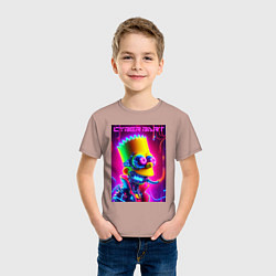 Футболка хлопковая детская Cyber Bart - neon glow fantasy, цвет: пыльно-розовый — фото 2