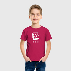Футболка хлопковая детская Zenless Zone Zero logo, цвет: маджента — фото 2