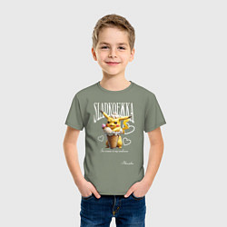 Футболка хлопковая детская Пикачу с мороженном, цвет: авокадо — фото 2