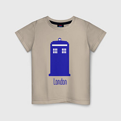 Футболка хлопковая детская Tardis - London, цвет: миндальный