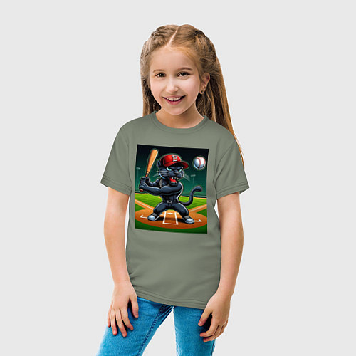 Детская футболка Пантера - баттер бейсбольной команды / Авокадо – фото 4