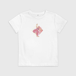 Футболка хлопковая детская Йога девушка, цвет: белый