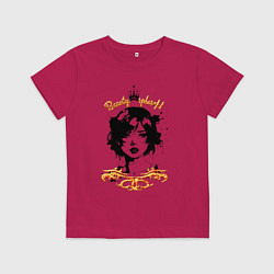 Футболка хлопковая детская Девушка сплэш - золотистый, цвет: маджента