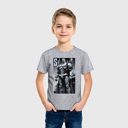 Футболка хлопковая детская Иосиф человек из стали - нейросеть, цвет: меланж — фото 2