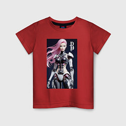 Футболка хлопковая детская Cyber Barbie - ai art future, цвет: красный