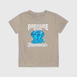 Футболка хлопковая детская Pressure makes diamonds, цвет: миндальный