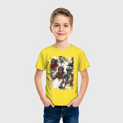 Футболка хлопковая детская Мотокросс -акварель, цвет: желтый — фото 2