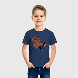 Футболка хлопковая детская Мишка скейтер, цвет: тёмно-синий — фото 2