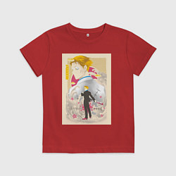 Футболка хлопковая детская Магическая битва Кэнто Нанами офисный рабочий, цвет: красный