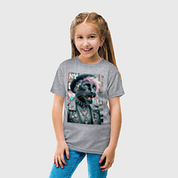 Футболка хлопковая детская Чувак модная пантера из Нью-Йорка, цвет: меланж — фото 2