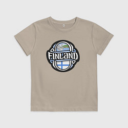 Футболка хлопковая детская Финляндия, цвет: миндальный