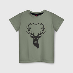 Футболка хлопковая детская Love deer, цвет: авокадо