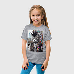 Футболка хлопковая детская Нью-Йоркский панк музыкант - нейросеть, цвет: меланж — фото 2