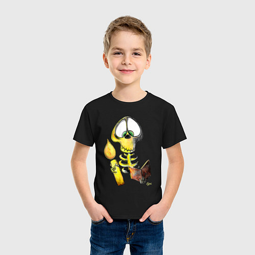Детская футболка Скелет ученый / Черный – фото 3