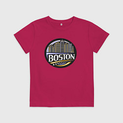 Футболка хлопковая детская Boston - USA, цвет: маджента