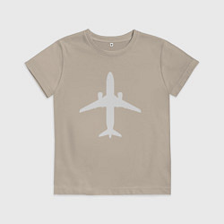 Футболка хлопковая детская Белый облик самолета SJ-100, цвет: миндальный