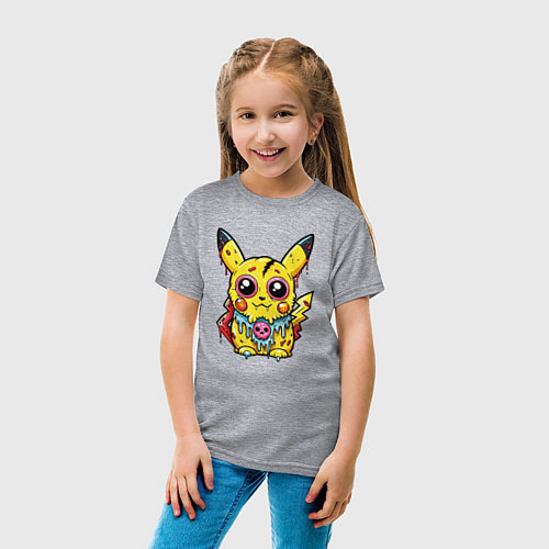 Детская футболка Пикачу треснутый зомби / Меланж – фото 4